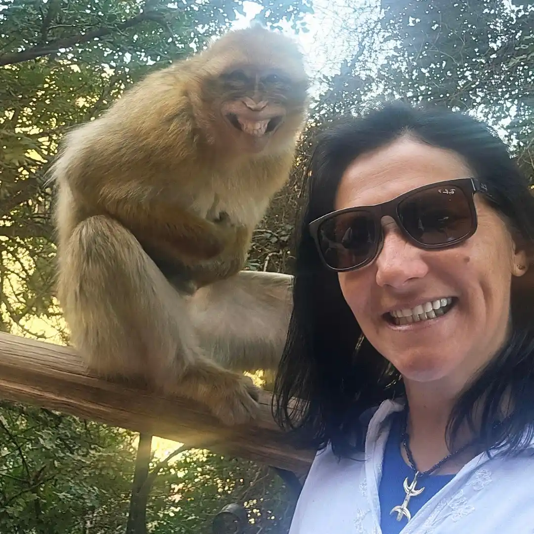 Ouzoud and Barbary Macaque Smiling — Grand Imperial Cities and Ouzoud Experience
